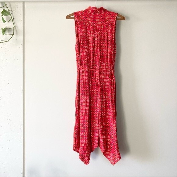 Anthropologie Maeve‎ Vicki Sleeveless Shirt Dress Red Geometric Size 00 - Picture 5 of 7